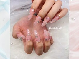ピンクベージュ×リボンフラワー