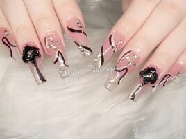 ブラックフラワーネイル