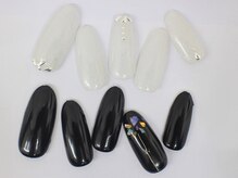 ネイルサロンセレーネ(Selene)/ブラックとシェルの夜空ネイル