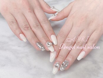 エンジェルネイルサロン(Angel nail salon)/ホワイトX埋め尽くし/ハート