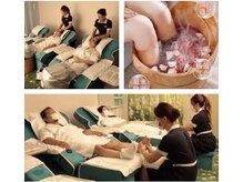 楽堂の雰囲気（リクライニングソファで足湯+極上の脚リンパケア♪疲れ解消抜群）