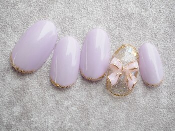 カトルナフ(quatre fois neuf)/くすみパープルの韓国風ネイル