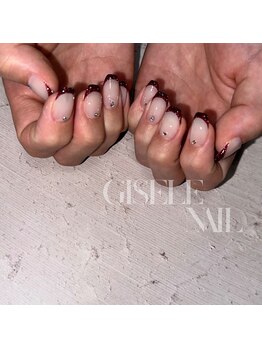 ジゼルネイル(Gisele Nail)/ボルドーフラッシュフレンチ