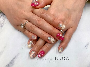 ネイルアトリエルカ(nail atelier LUCA)/W-383 キラキラクリスマスネイル