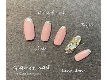 グラマーネイル(Glamor nail)/ビジュー×フレンチ
