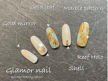 グラマーネイル(Glamor nail)/ゴールド×マーブル