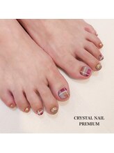 クリスタルネイル プレミアム イオンモール鹿児島店(CRYSTAL NAIL PREMIUM)/チェックフットネイル