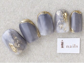 アイネイルズ 三宮店(I nails)/くすみもやもやブルー¥8000