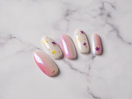 オーロラ×押し花ネイル