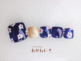 秋冬フット　手描き　フラワー