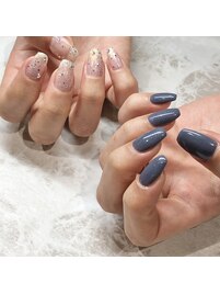 #86　くすみブルー×ラメ¥6050