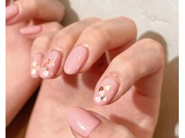 ピンクハートホログラムネイル