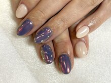 アルティノ ネイル ガーデン(altino nail garden)/ワンカラー×オーロラパウダー