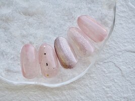 透け感水蜜桃カラーネイル