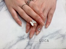 ネイルアトリエルカ(nail atelier LUCA)/W-526 シアー×バタフライネイル