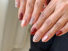 ワンアンドオンリー(One&Only)/ボルドー×ツイードネイル