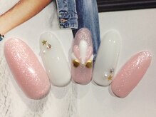 ネイルサロン リリオ(Nail Salon Ririo)/ピンク×ホワイト貝ネイル