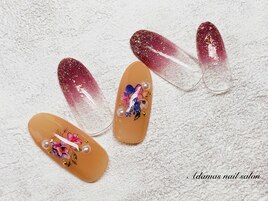 花柄キラキラグラデーション
