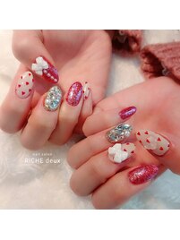 ハートドットガーリーネイル