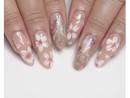 手描き桜と大理石ニュアンス