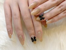 リベレ(LIBELLE)/ラメグラデ-ション/リボンネイル