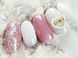 ワンカラー×氷ネイル2本