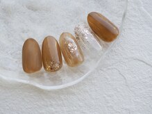 ハイネイル 池袋(Hi nail)/ちゅるんブラウンもやもやアート