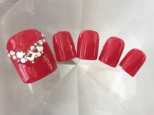ラリュールネイル(L'Allure nail)/フット赤ワンカラーネイル￥6500