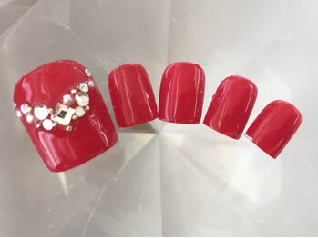 ラリュールネイル(L'Allure nail)/フット赤ワンカラーネイル¥6500