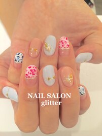 お花とリボンネイル