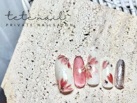 マグネット桜アートの入学ネイル