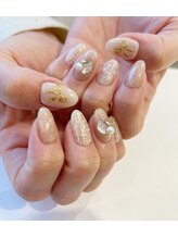 ハーティーネイル 自由が丘南口店(heartynail)/ホワイト/ツイード/リボン