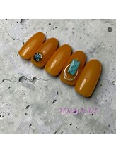 ユウネイル(YOU由NAIL)/大人のからし色ターコイズネイル