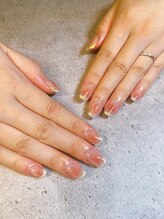 ほの花/チークネイルに先端オーロラ♪