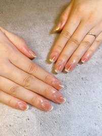 チークネイルに先端オーロラ♪