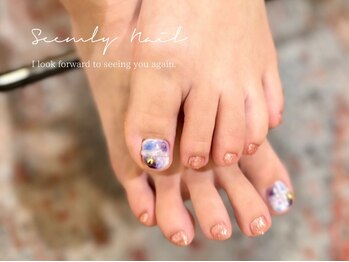 シームリーネイル(Seemly Nail)の写真/<パラジェル使用★ケア&フットバス付♪>サンダルの季節にピッタリ♪得意のフラワーアートも◎