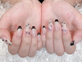 ブラックさくらんぼネイル