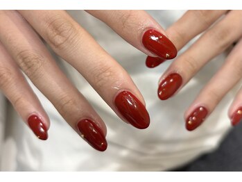 ミアネイル 蕨店(mia nail)/ワンカラー+パーツ追加