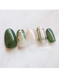 グリーンチェックネイル