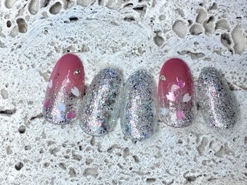 モモネイル(MOMO nail)/春色ネイル，桜，ニュアンス，