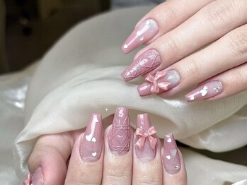 Lien nailsalon【長さだし専門店】パラジェル・フィルイン導入/3Dアート｜リボンネイル