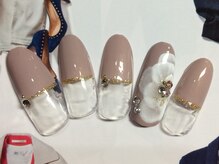 ネイルサロン リリオ(Nail Salon Ririo)/まっすぐフレンチ×フラワー
