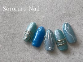 人魚の鱗×海ネイル