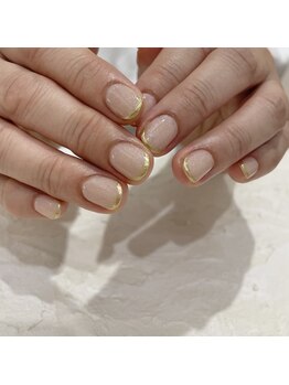 グラウネイル(glaw nail)/ワンカラー+ミラーライン(¥1000