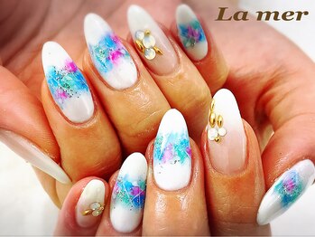 ラメール(La mer)/summerカラー★タイダイネイル★
