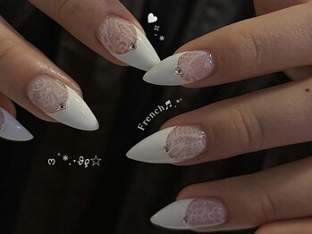 ジェミーネイル エビス(Jemiy nail ebisu)/レースフレンチガーリー