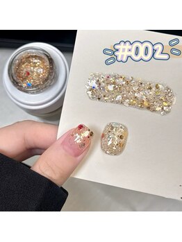 韓国風グリッター単色ネイル