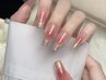 [Hand]チークネイル×ミラーフレンチorオーロラフレンチ