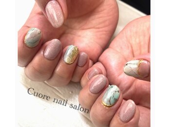 大理石柄ラメネイル
