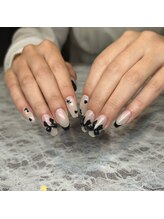 モカ 心斎橋(moca by Lee)/黒リボンネイル